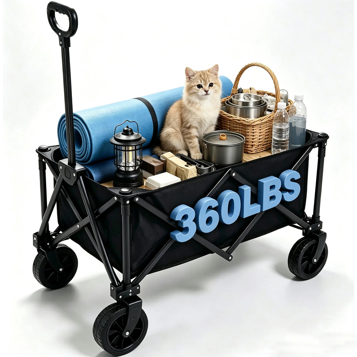 Collapsible Outdoor Folding Wagon Cart With All Terrain Wheels