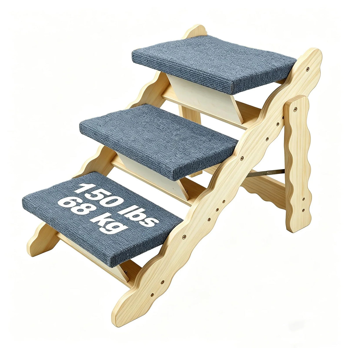 DishyKooker Wooden Pet Stairs And Folding Dog Ramp For Beds