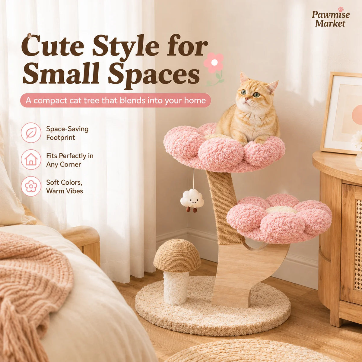 Indoor Cat Tree With Sisal Scratching Post And Comfort Perches