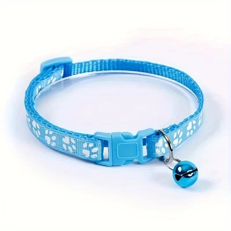 Adjustable Cat Collar With Attached Bell And Ribbon Design