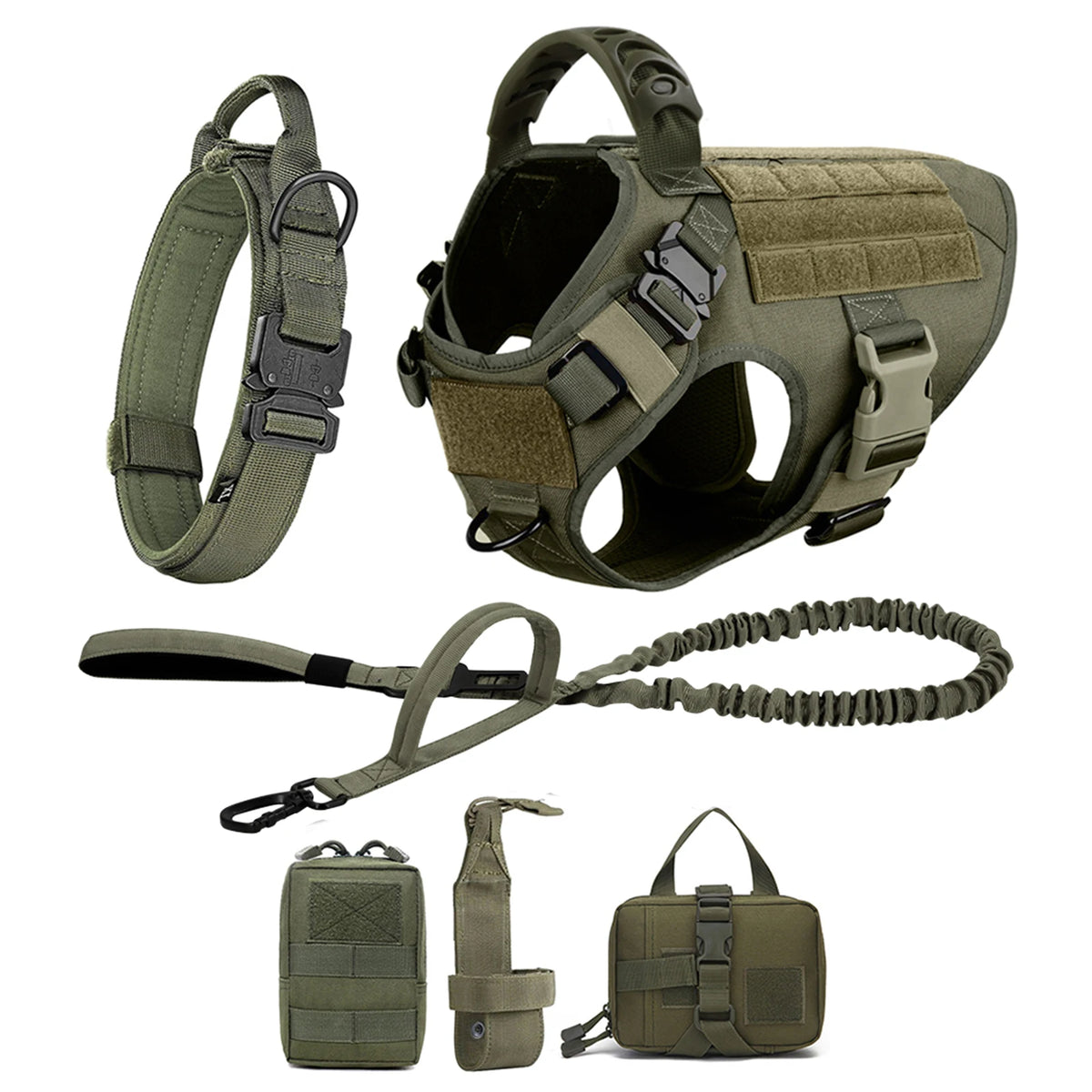 Padded Nylon Dog Harness And Leash Set With Buckle Closure