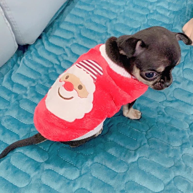 Warm Fleece Dog Sweater With Cute Print Pet Apparel