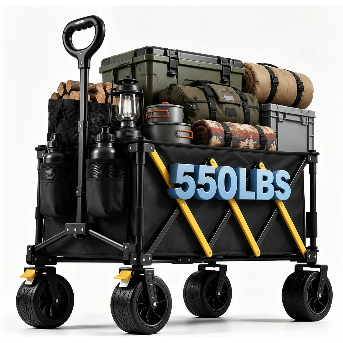 Collapsible Outdoor Folding Wagon Cart With All Terrain Wheels
