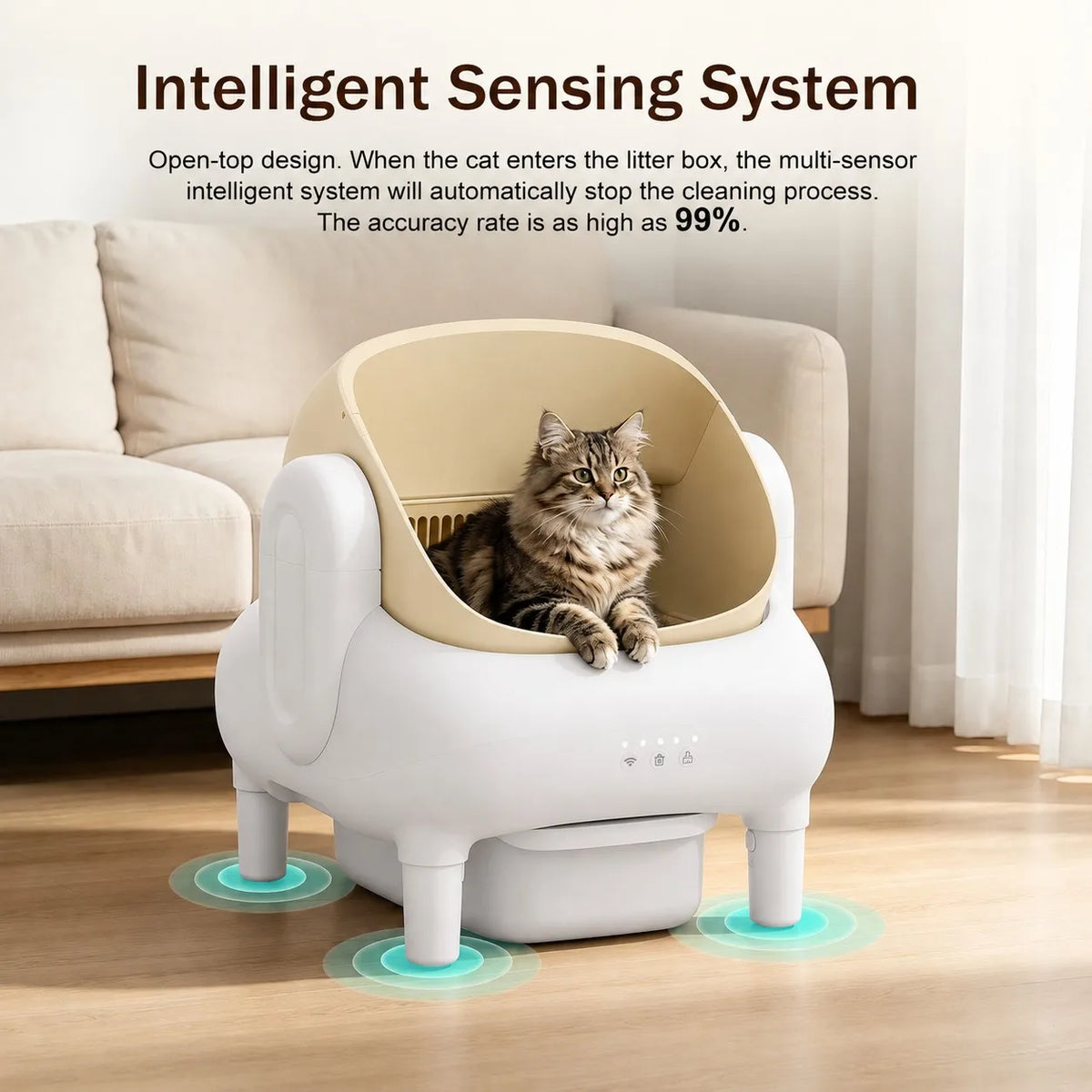 Automatic WiFi Self Cleaning Cat Litter Box With App Monitoring
