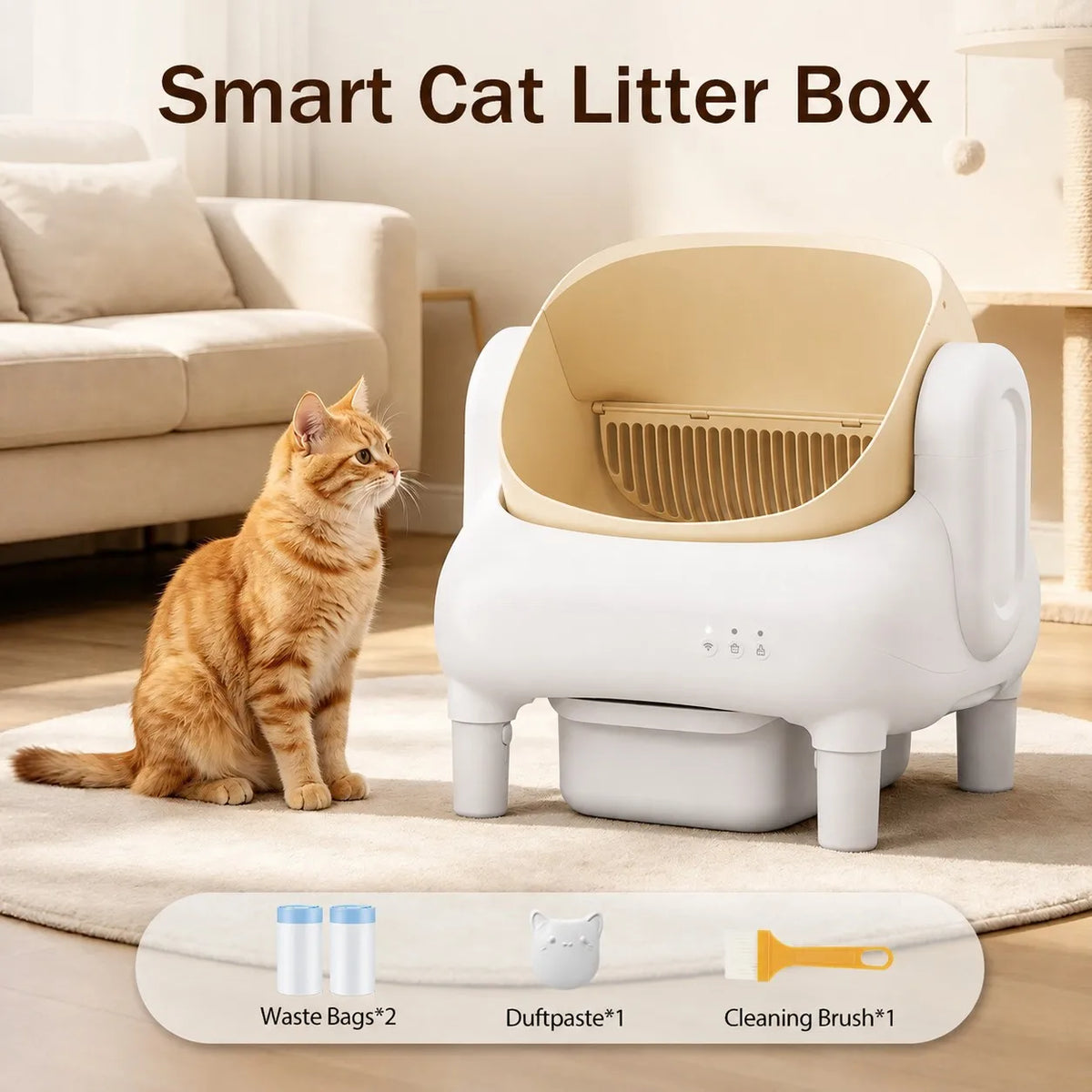 Automatic WiFi Self Cleaning Cat Litter Box With App Monitoring