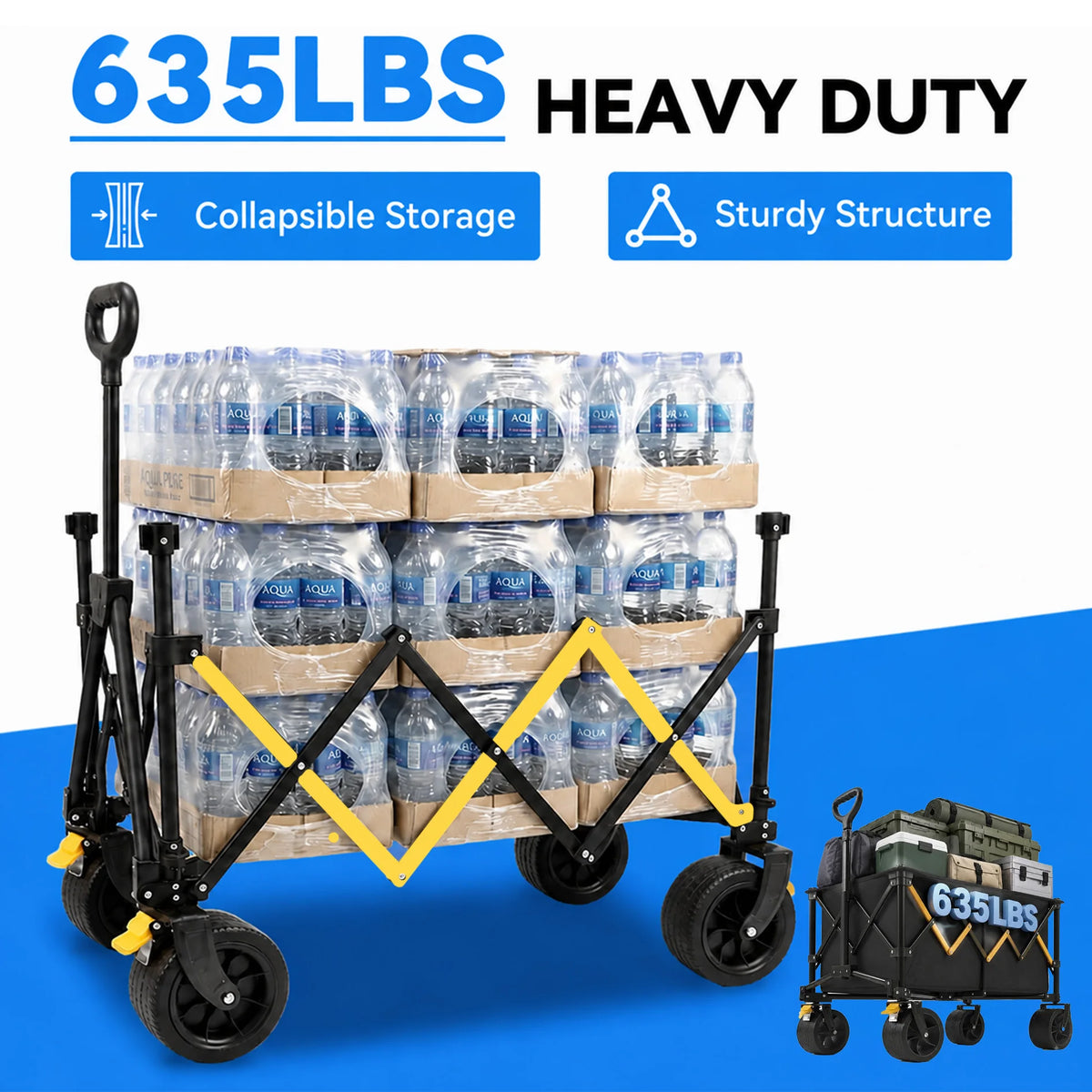 Collapsible Outdoor Folding Wagon Cart With All Terrain Wheels
