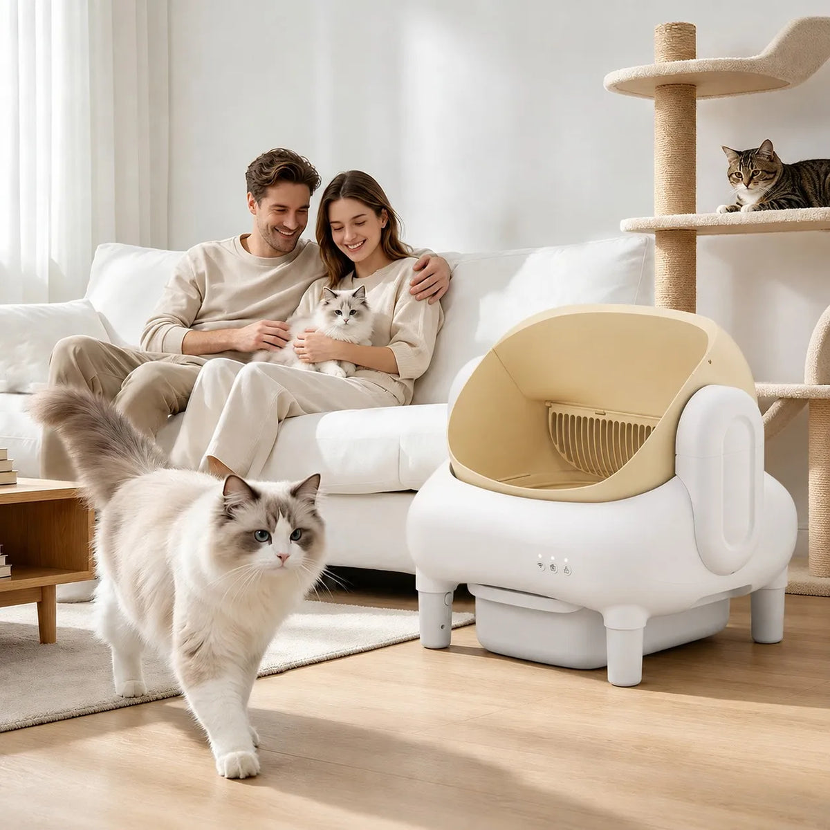 Automatic WiFi Self Cleaning Cat Litter Box With App Monitoring