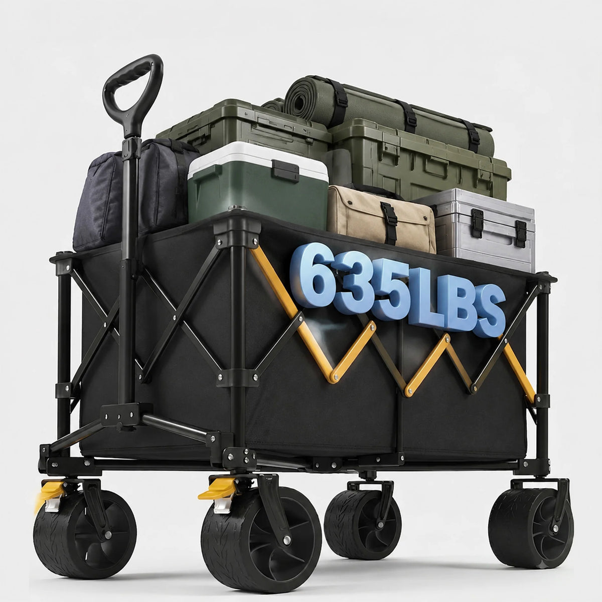 Collapsible Outdoor Folding Wagon Cart With All Terrain Wheels