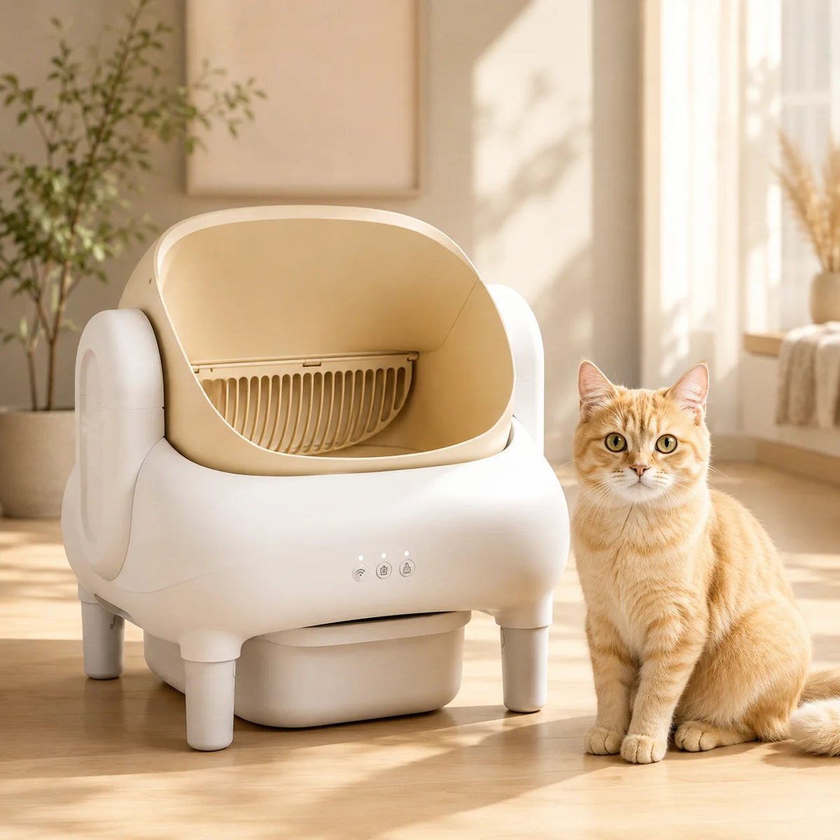 Automatic WiFi Self Cleaning Cat Litter Box With App Monitoring