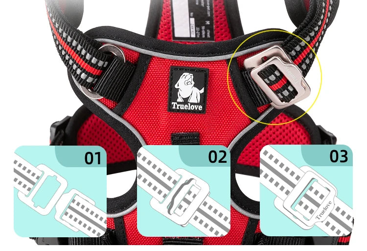 TRUELOVE Reflective Adjustable No Pull Dog Harness for Walking Safety