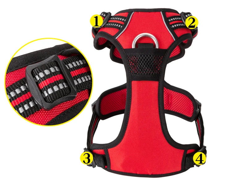 TRUELOVE Reflective Adjustable No Pull Dog Harness for Walking Safety
