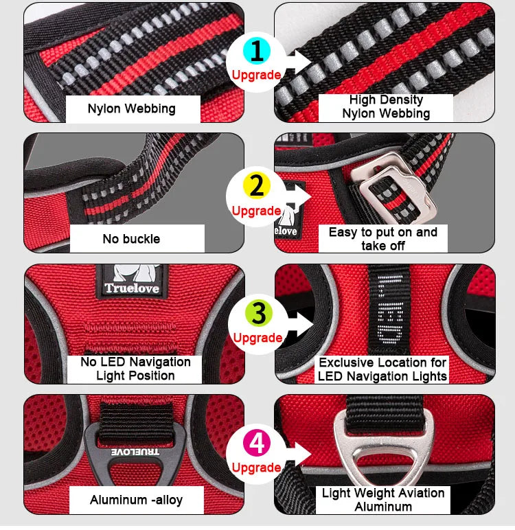TRUELOVE Reflective Adjustable No Pull Dog Harness for Walking Safety