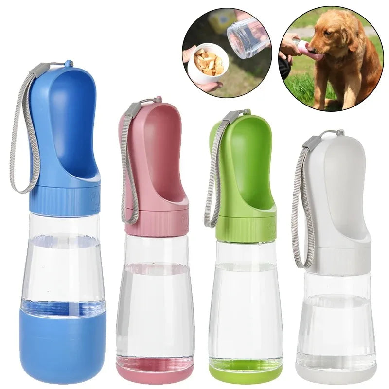 Portable Pet Travel Water Bottle With Integrated Food Container