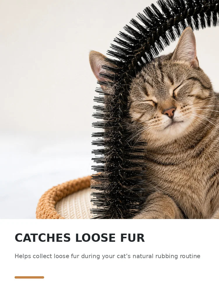 Cat Grooming Arch With Sisal Scratching Base And Plush Rest Pad