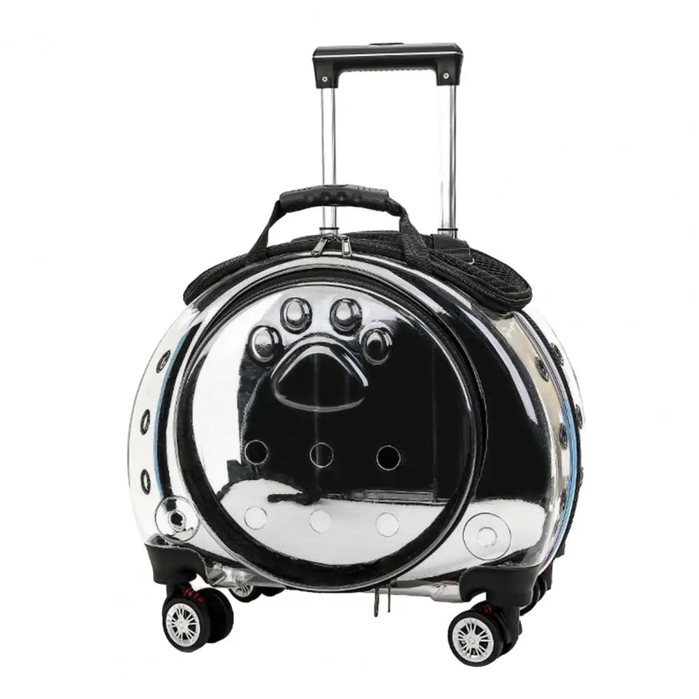 Pet Rolling Carrier Backpack With Ventilation And Silent Wheels