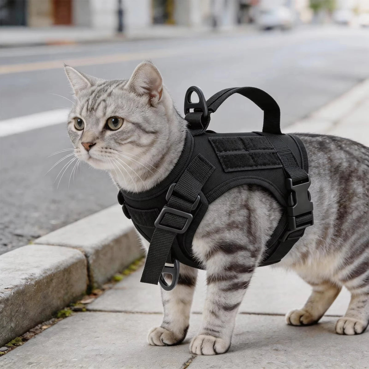 Tactical Cat Harness With Adjustable Escape Proof Mesh And Leash
