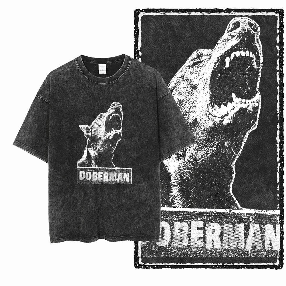 The Coolmind Doberman Graphic Printed Cotton Unisex Streetwear T Shirt