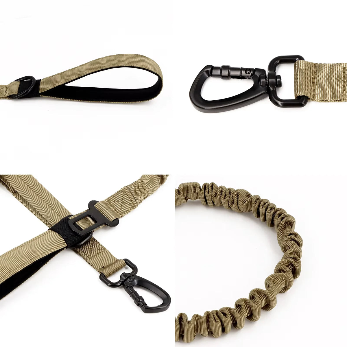 Adjustable Tactical Dog Leash Quick Release Double Handle Nylon Rope