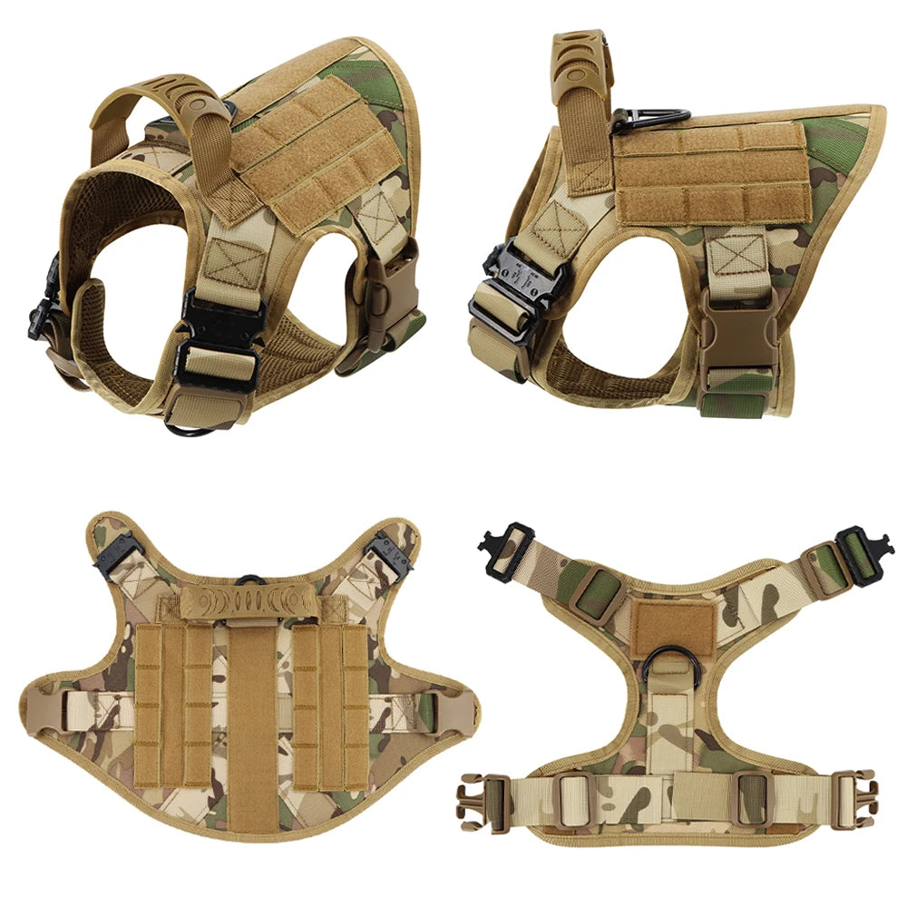 Padded Tactical Dog Harness Leash Set With Quick Release Handle