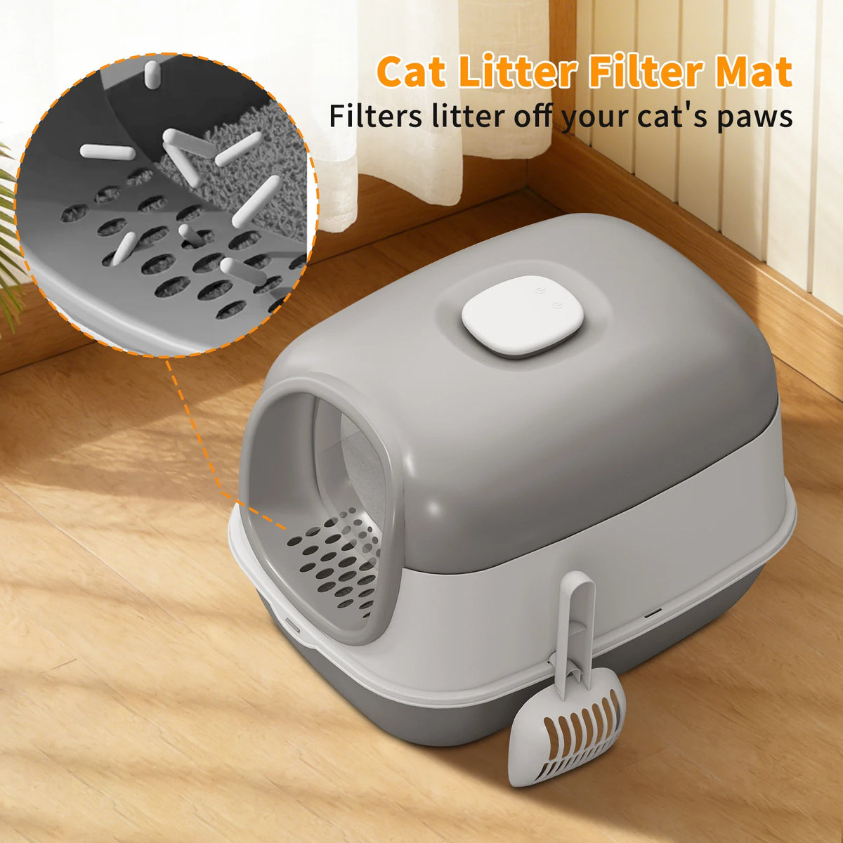 Switchable Open Semi Enclosed Cat Litter Box Splash Proof Design
