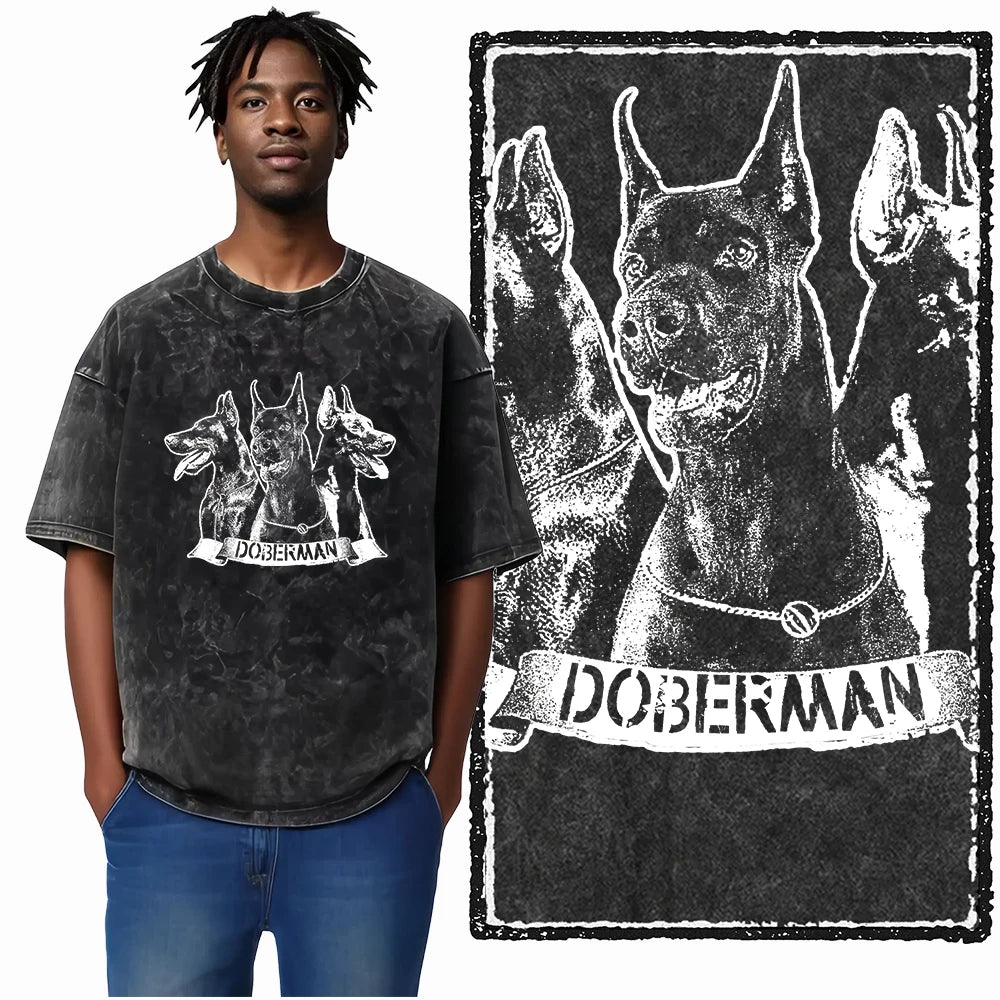 The Coolmind Doberman Graphic Printed Cotton Unisex Streetwear T Shirt