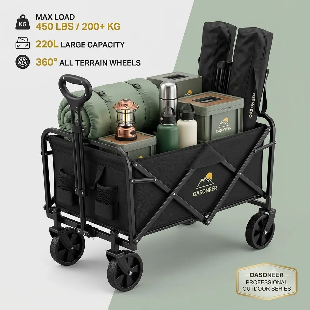 OASONEER Heavy Duty Folding Utility Wagon Cart All Terrain Wheels