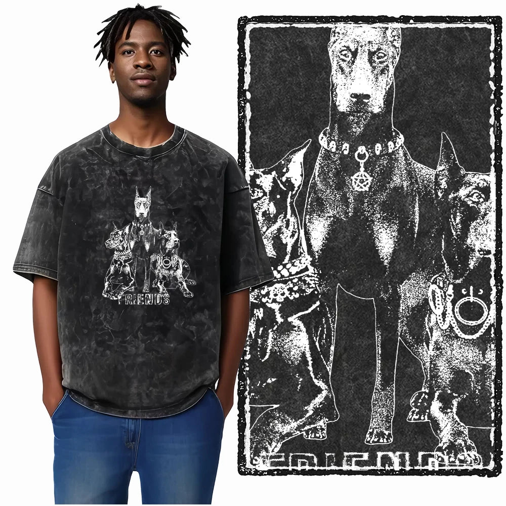 The Coolmind Doberman Graphic Printed Cotton Unisex Streetwear T Shirt