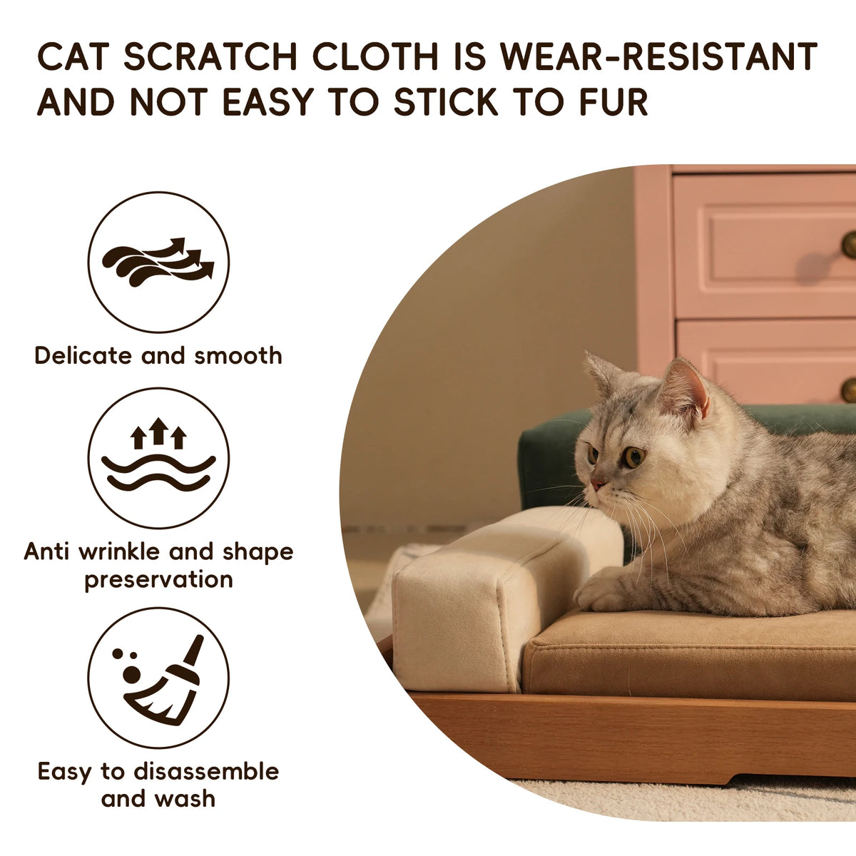 Modern Oak Veneer Pet Bed With Removable Cushion For Dogs