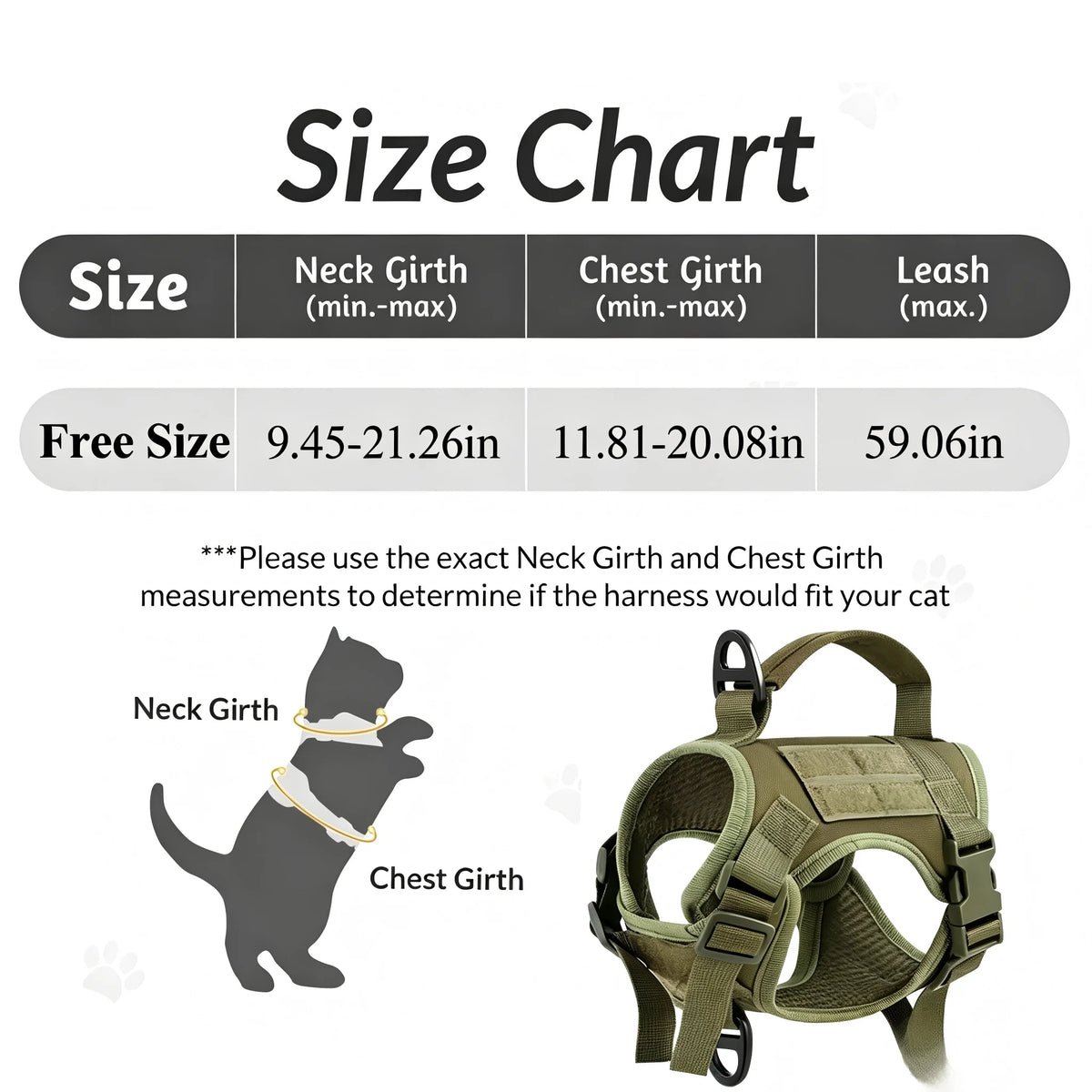 Tactical Cat Harness With Adjustable Escape Proof Mesh And Leash