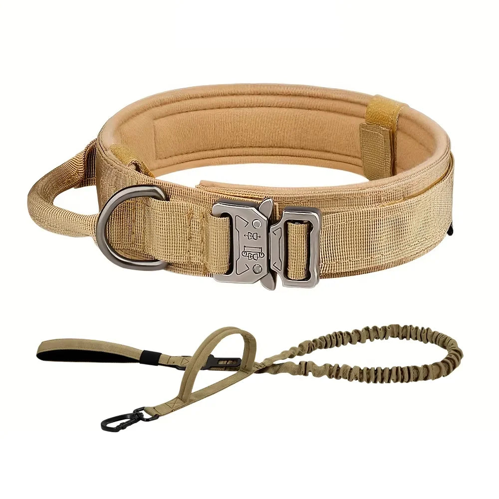 Adjustable Nylon Tactical Dog Collar And Leash Set