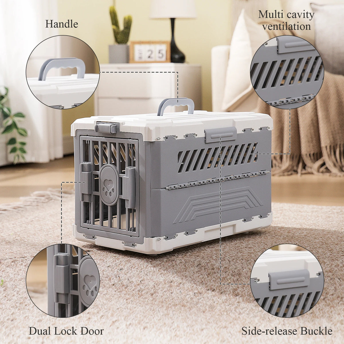 PAWZ Road Foldable Pet Travel Carrier With Secure Locking Door