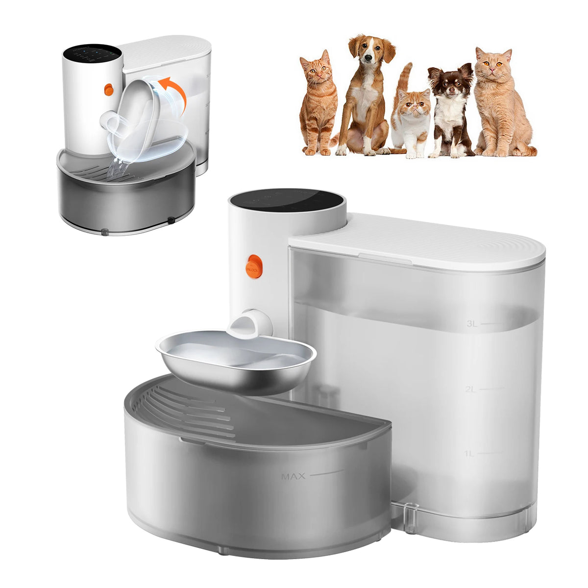 Petgravity Automatic Stainless Steel Water Dispenser Bowl For Cats