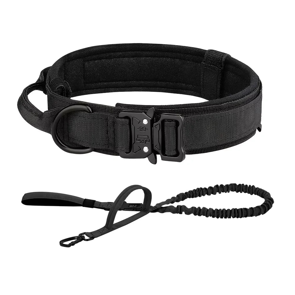 Adjustable Nylon Tactical Dog Collar And Leash Set