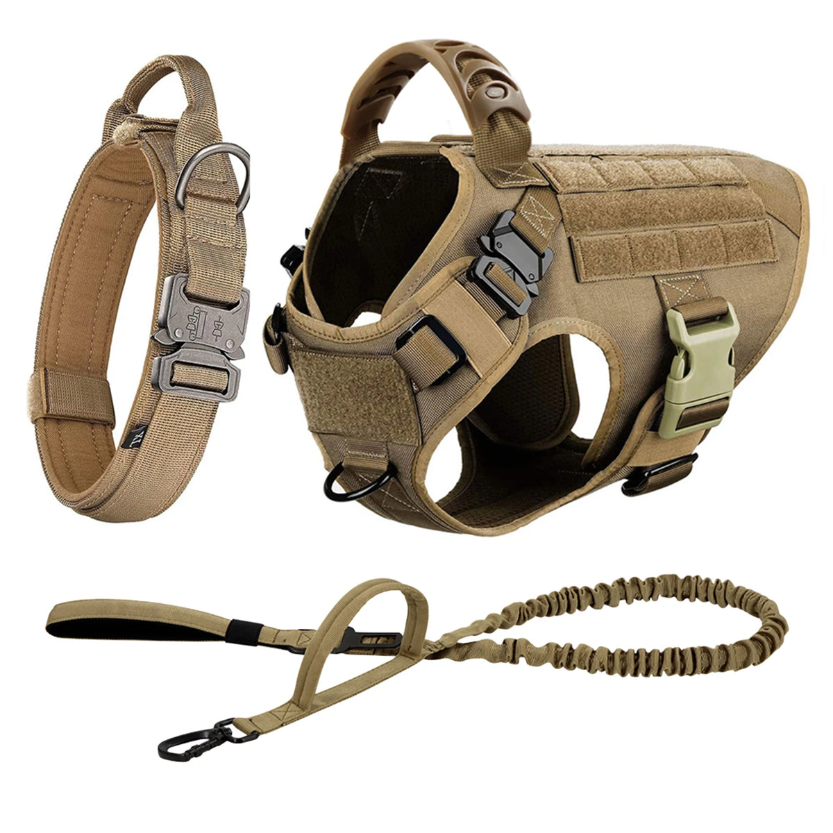Padded Nylon Dog Harness And Leash Set With Buckle Closure