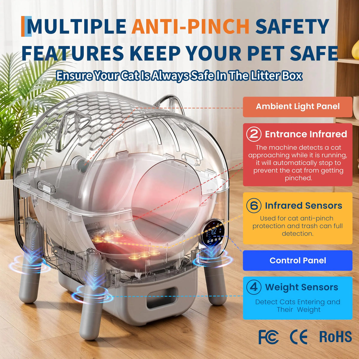 HiMISS App Controlled Automatic Self Cleaning Cat Litter Box