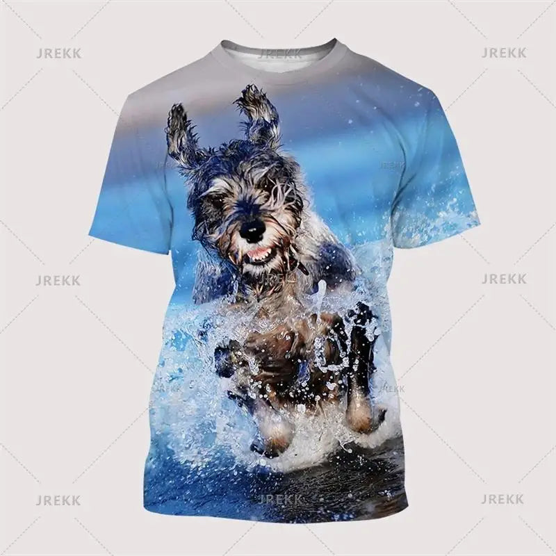 Schnauzer Dog Graphic T Shirt For Men 3D Print Streetwear