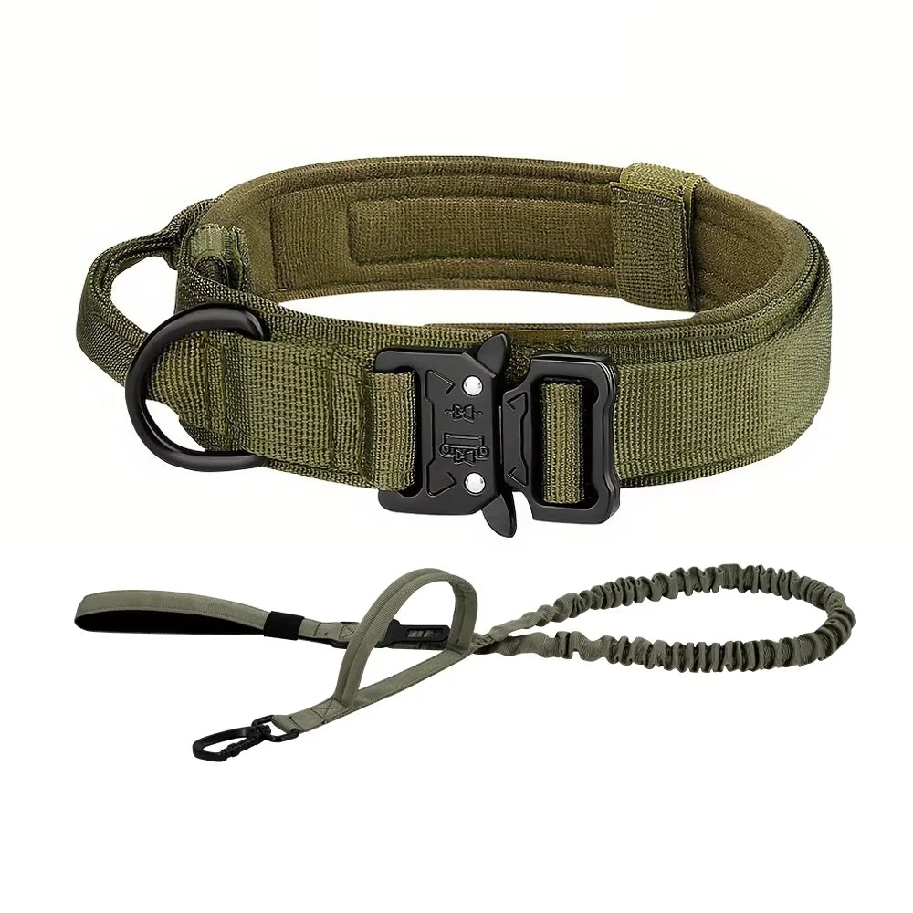Adjustable Nylon Tactical Dog Collar And Leash Set