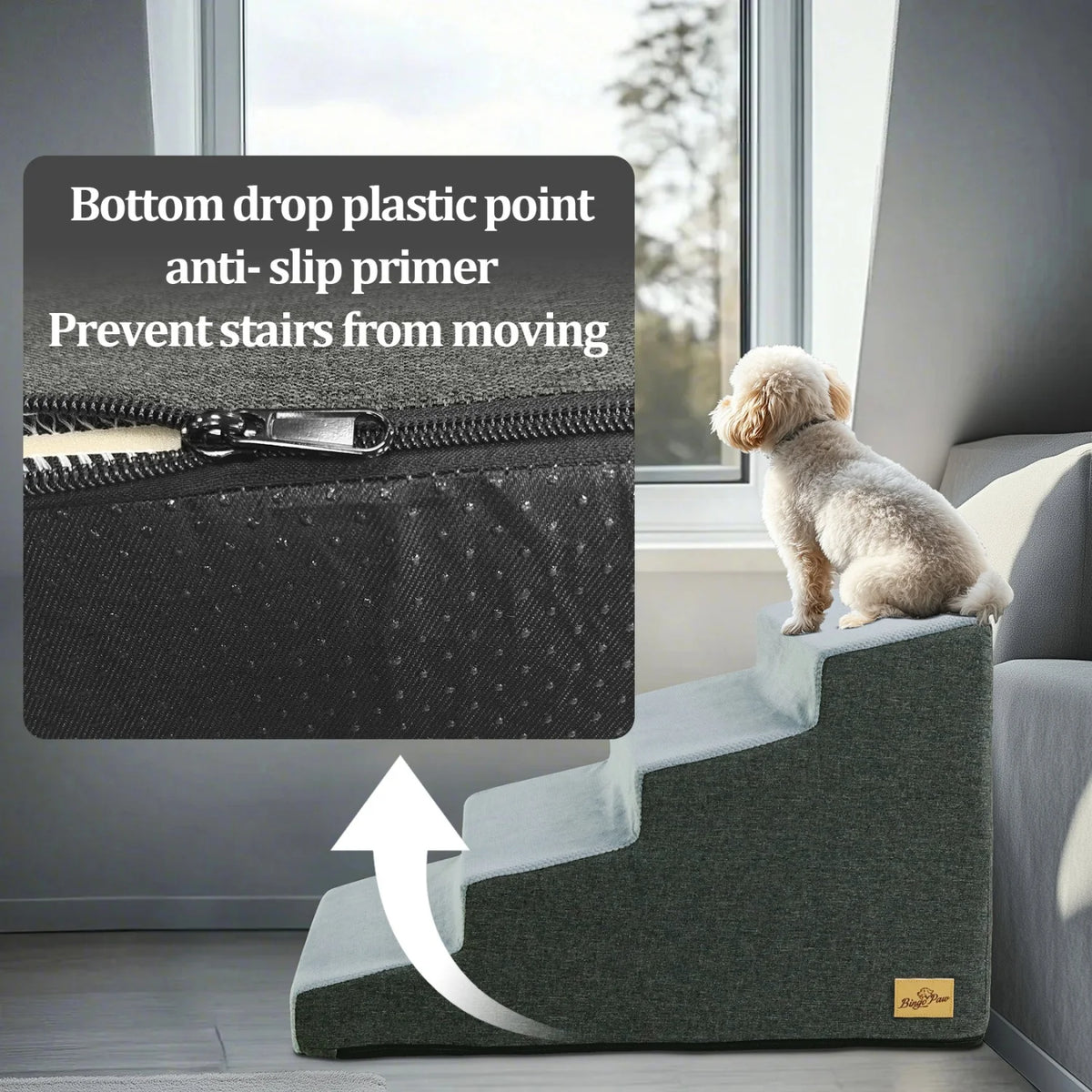 Small Dog Steps With Washable Cover And Non Slip Grip