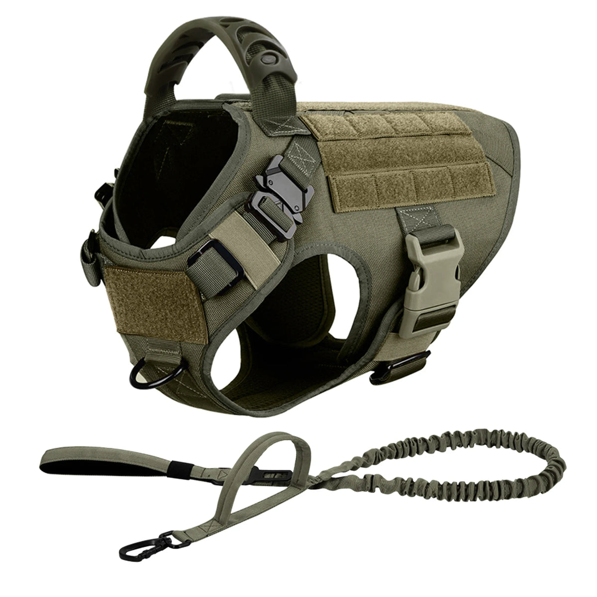 Padded Tactical Dog Harness Leash Set With Quick Release Handle