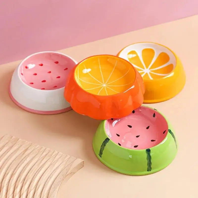 Watermelon Strawberry Ceramic Slow Feeder Bowl For Cats
