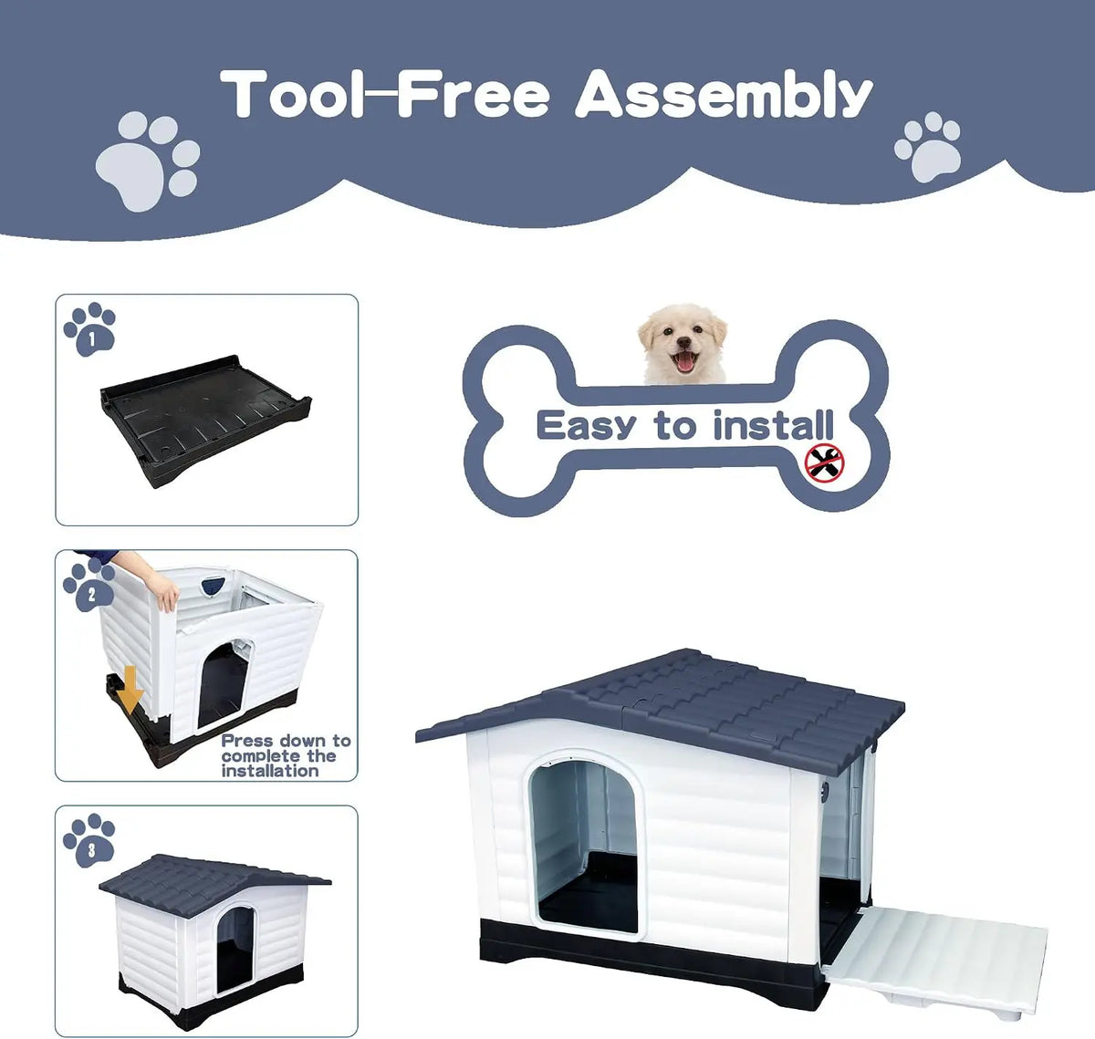 Twister Waterproof Two Door Dog House With Elevated Base