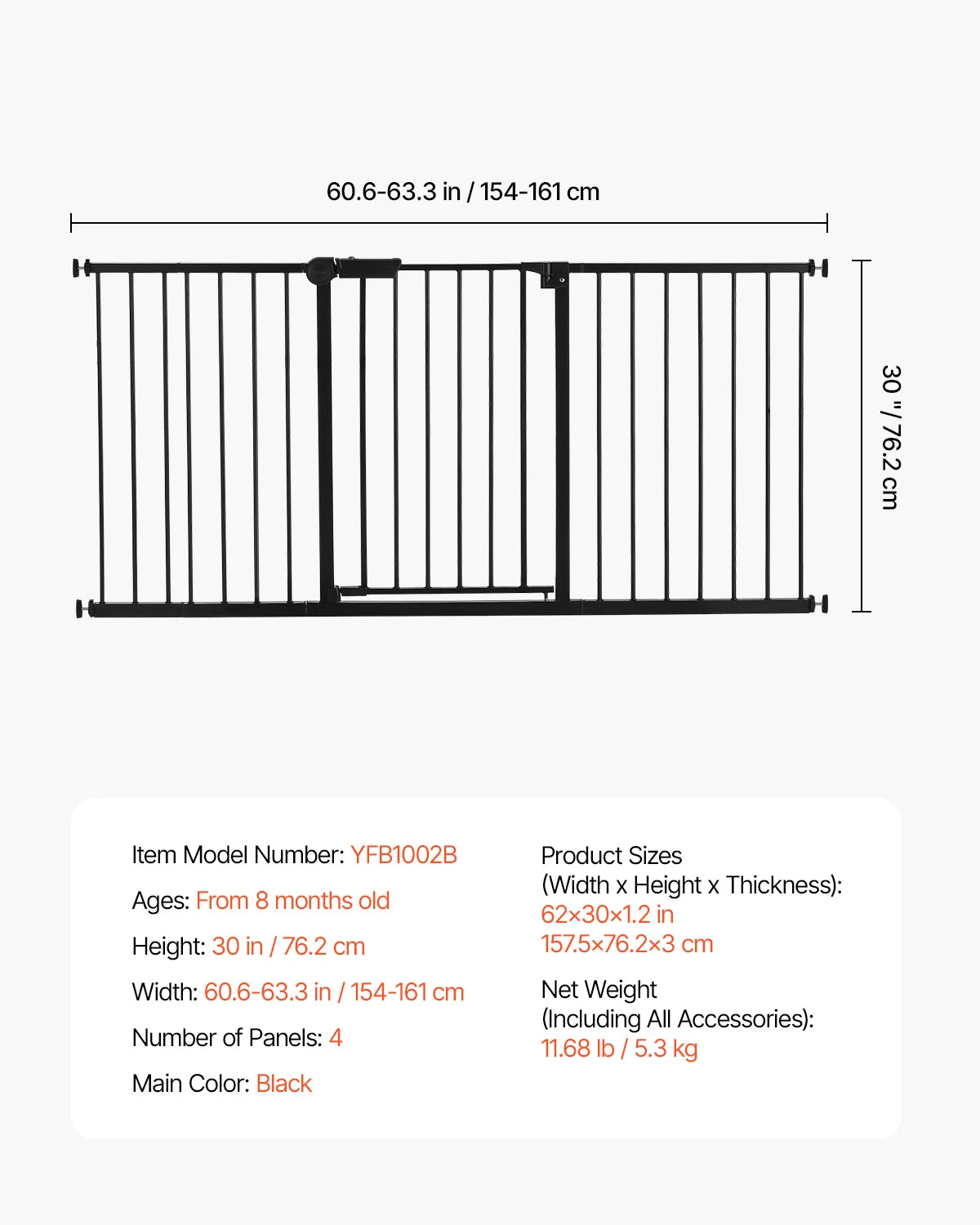 SucceBuy Baby Gate Walk Thru With Pressure Mount Barrier