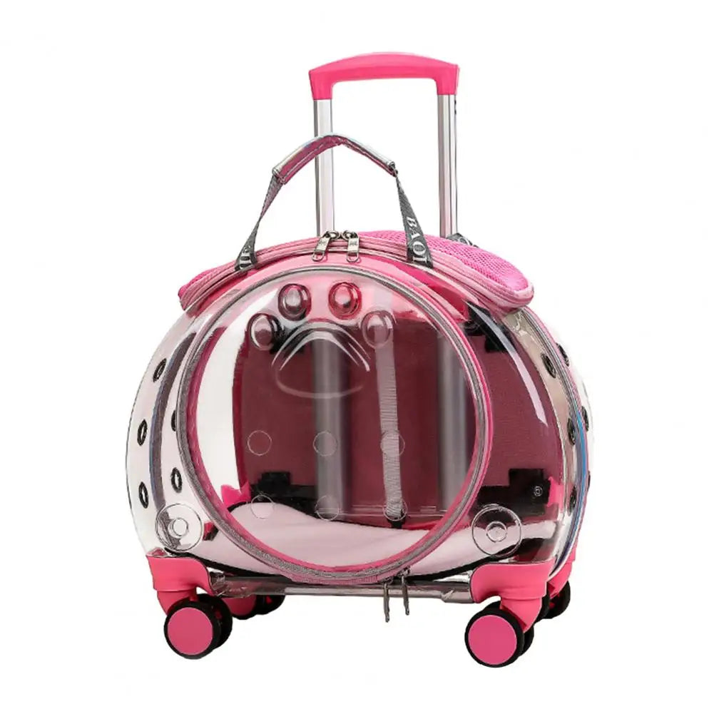 Pet Rolling Carrier Backpack With Ventilation And Silent Wheels