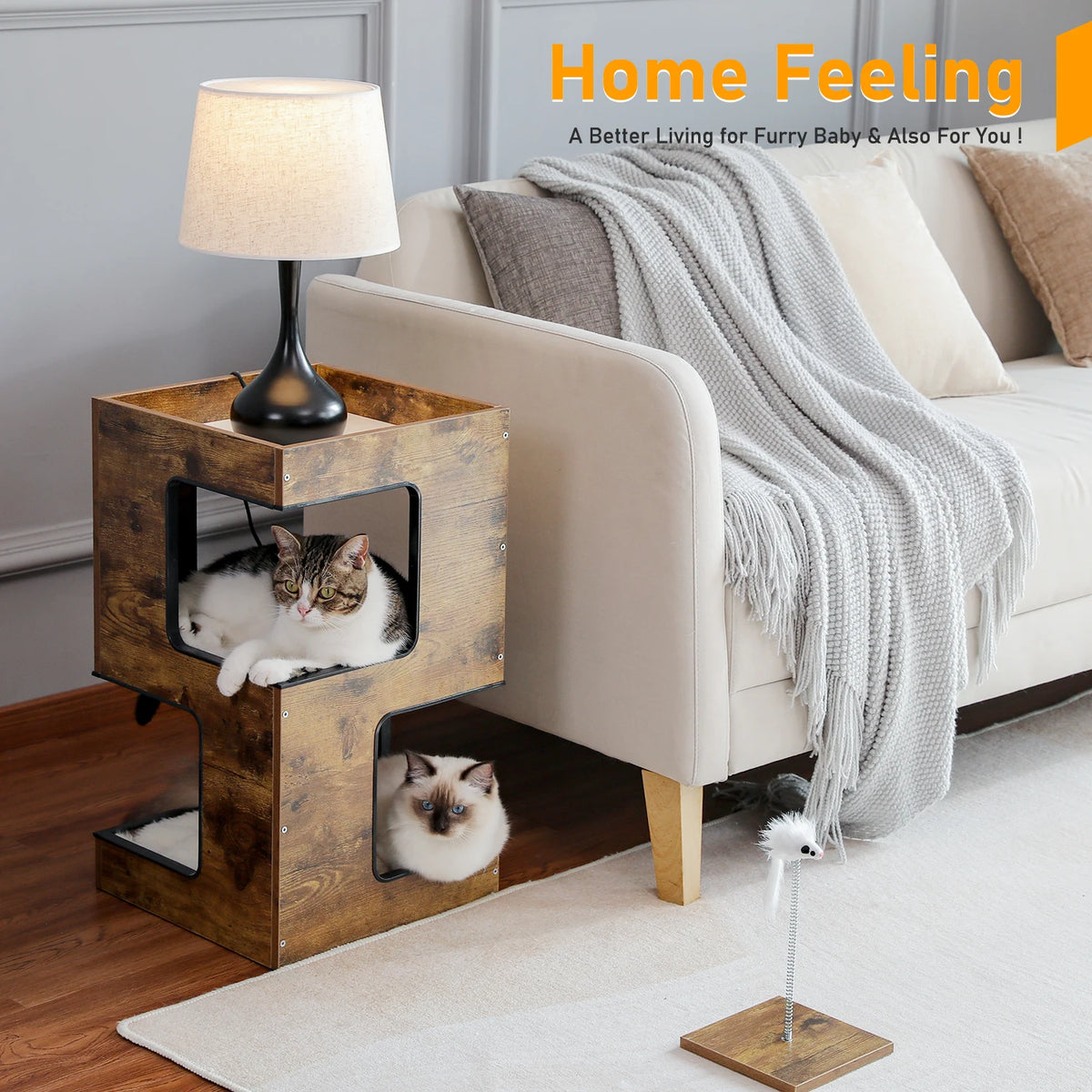 PAWZ Road Wooden Cat Condo Tower With Removable Soft Mat