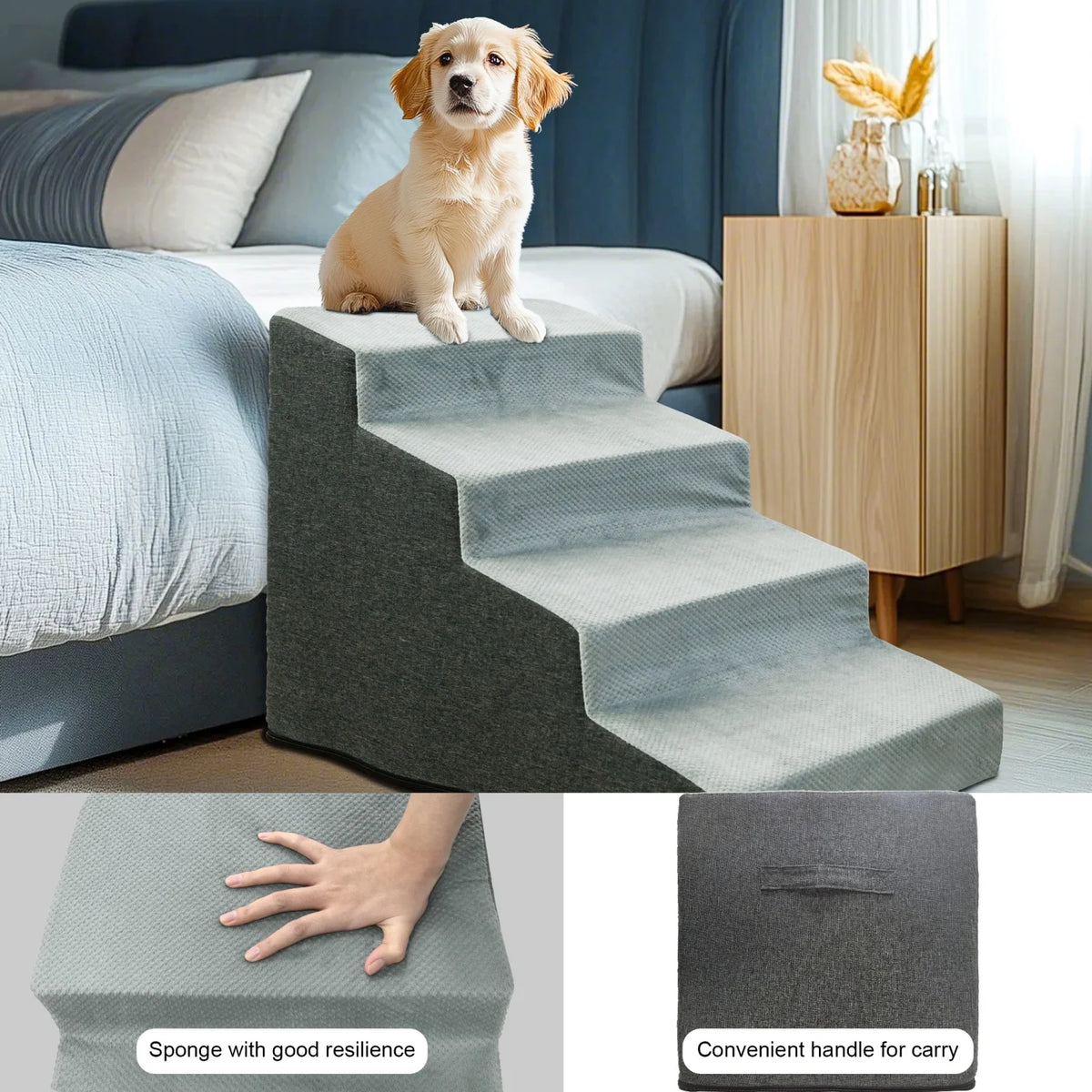 Small Dog Steps With Washable Cover And Non Slip Grip