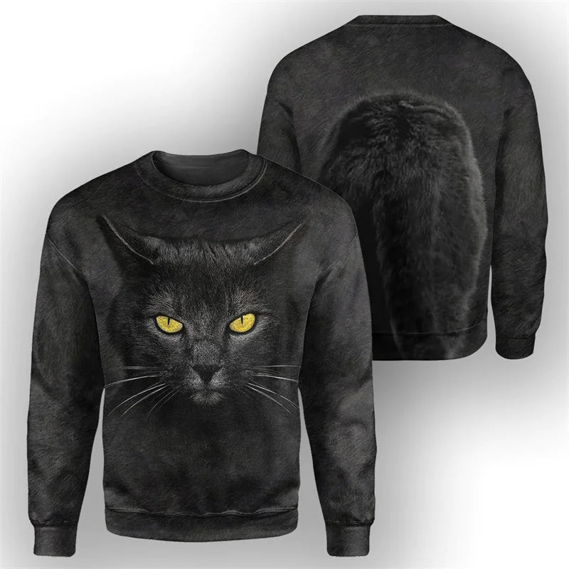 Cute Cat 3D Printed Mens Casual Long Sleeve Sweatshirt