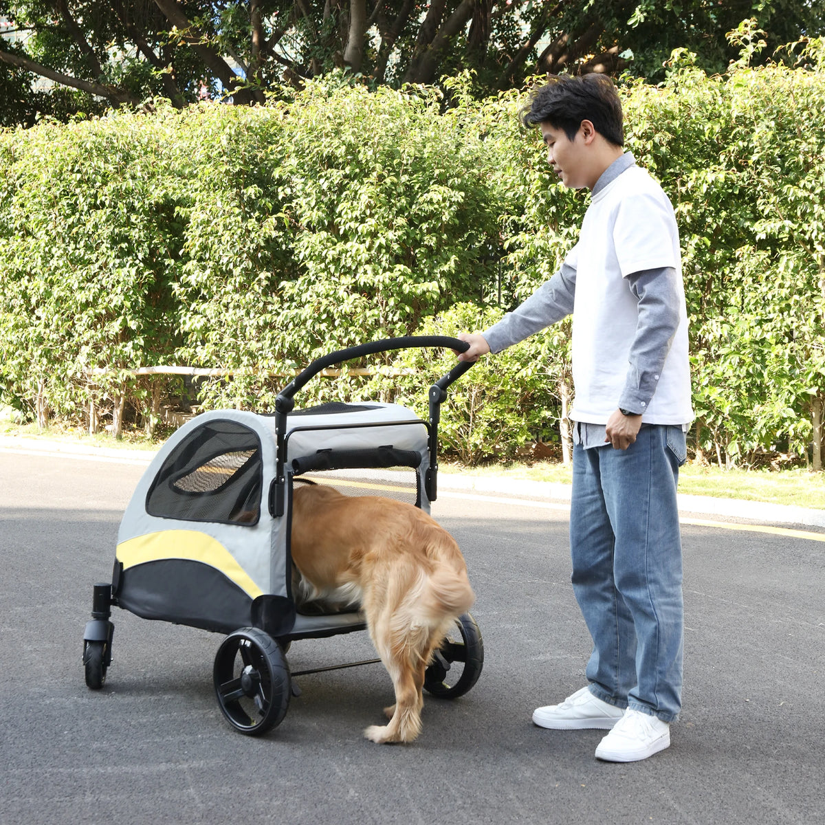 Portable Foldable Dog Stroller Breathable Pet Carrier For Outdoor Use