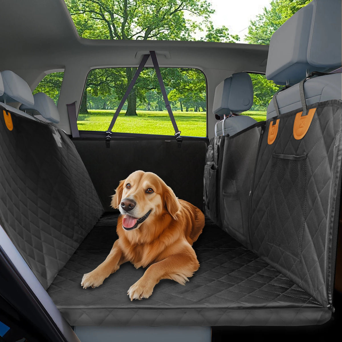 Borwart Waterproof Dog Car Seat Cover Back Seat Hammock Storage