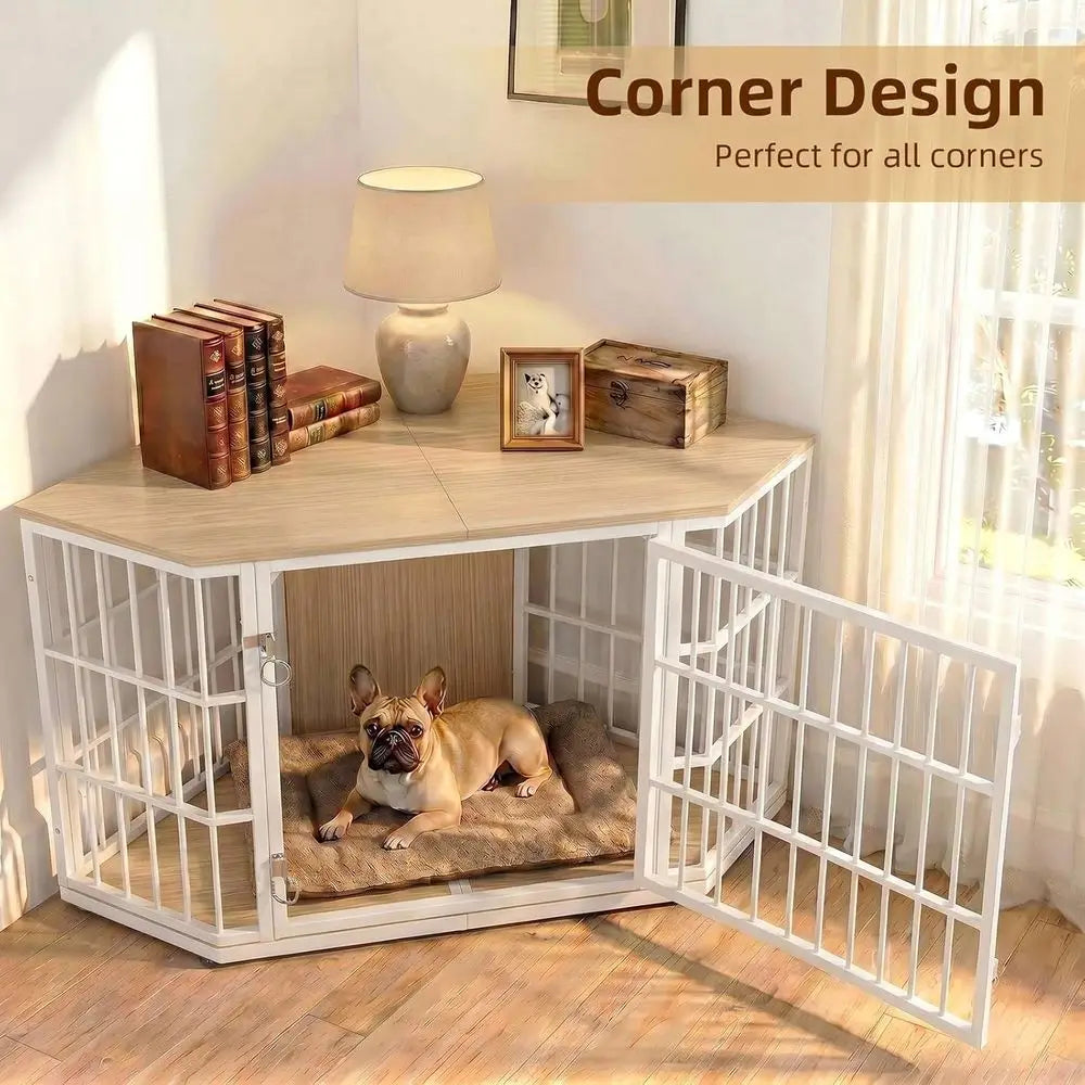Indoor Dog Kennel Furniture With Sturdy Built In Side Table