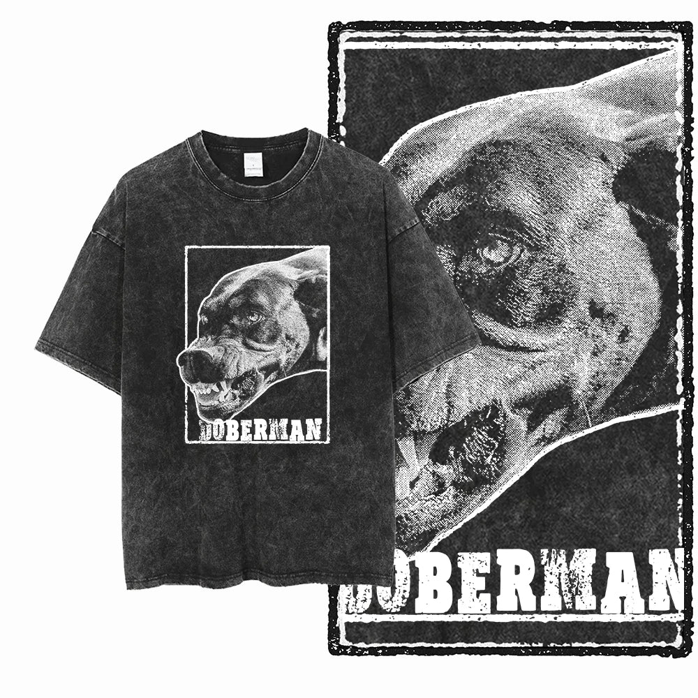 The Coolmind Doberman Graphic Printed Cotton Unisex Streetwear T Shirt